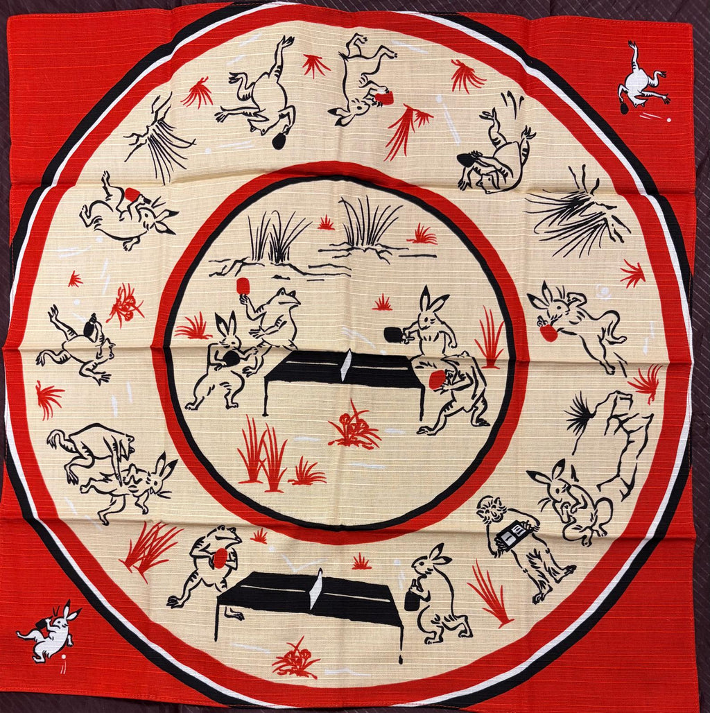 Furoshiki Tischtennis Karikaturen von Tieren und Menschen Vers.2