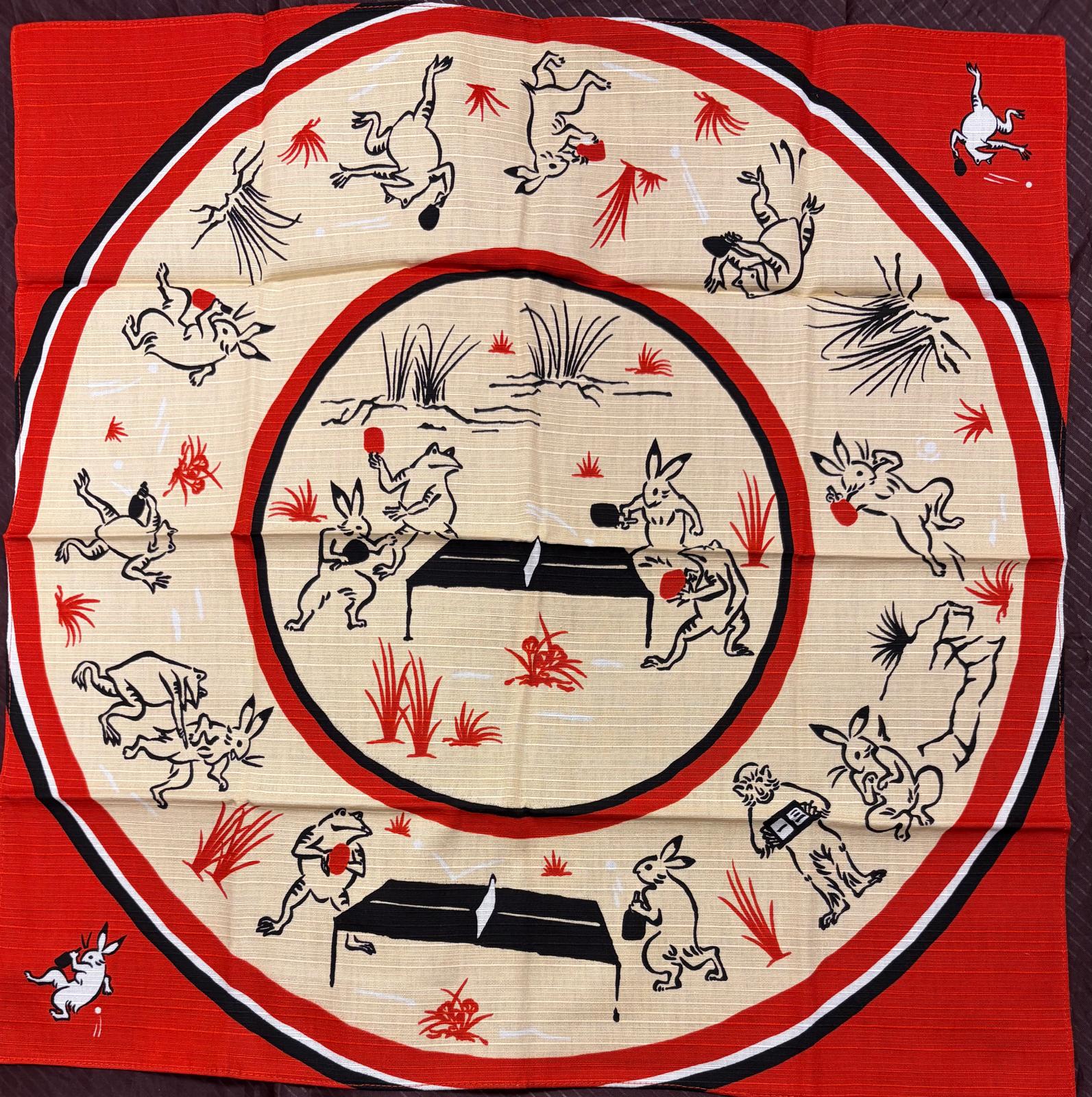 Furoshiki Tischtennis Karikaturen von Tieren und Menschen Vers.2