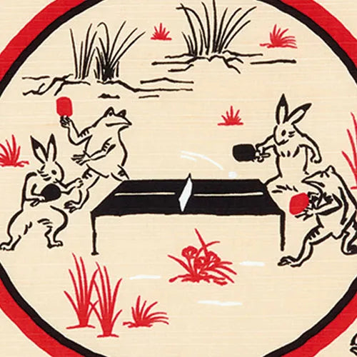 Furoshiki Tischtennis Karikaturen von Tieren und Menschen Vers.2