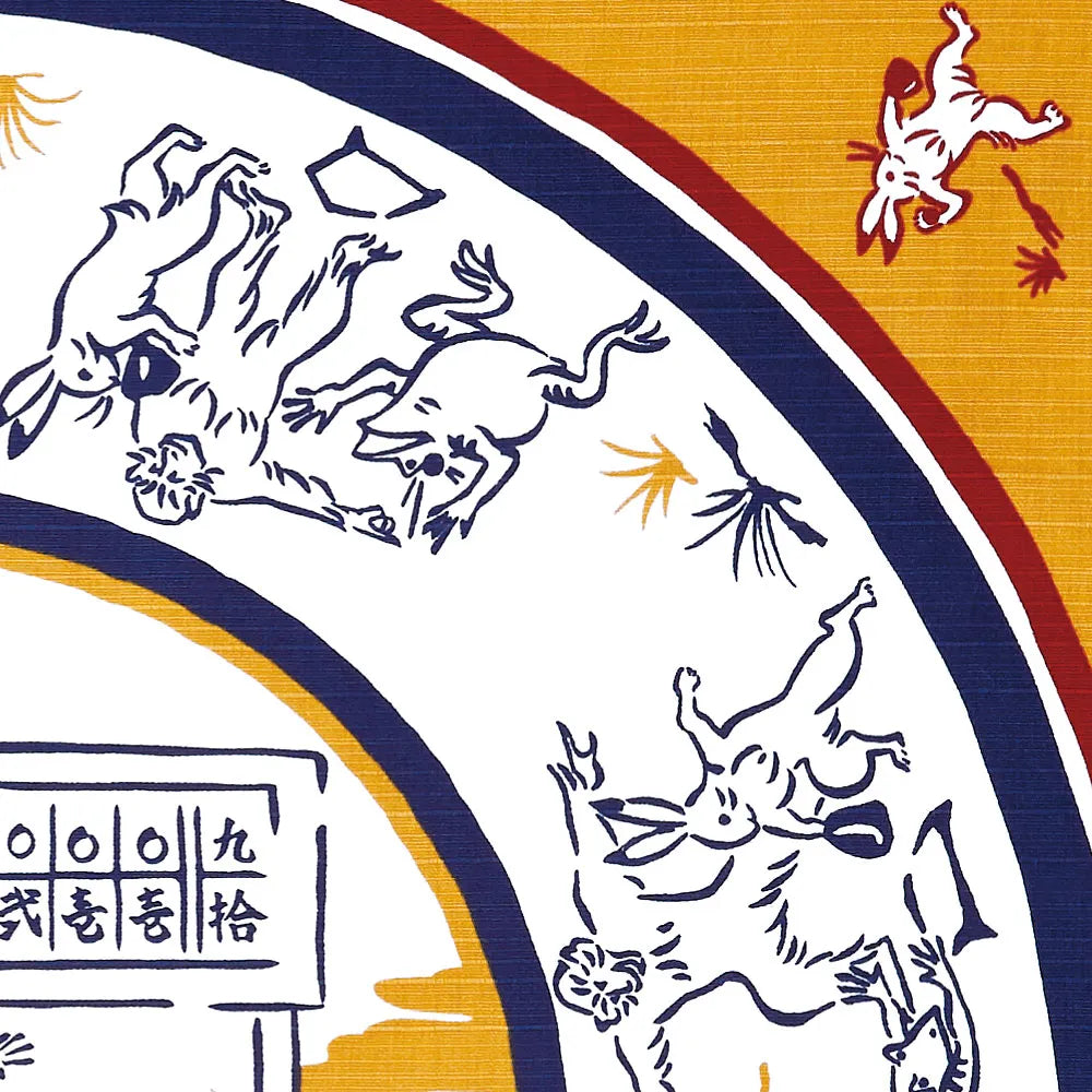 Furoshiki Baseball Karikaturen von Tieren und Menschen Vers.3