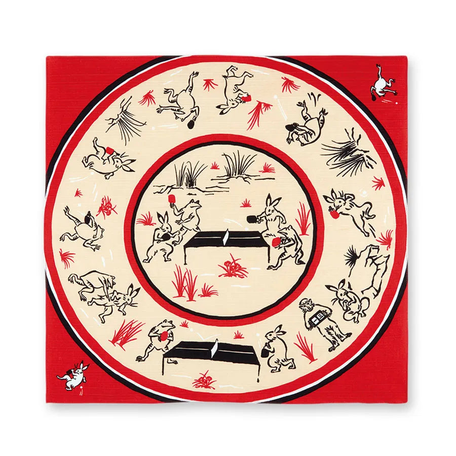 Furoshiki Tischtennis Karikaturen von Tieren und Menschen Vers.2